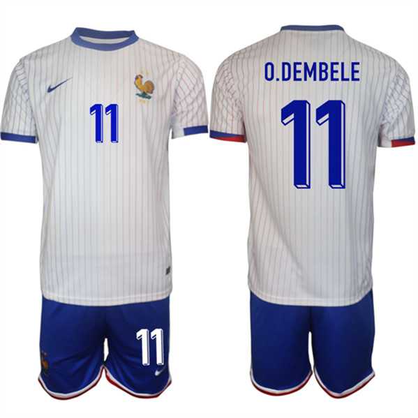 Men's France #11 Ousmane Dembele White 2024-25 Away Soccer Jersey Suit,We sell and wholesale Men's France #11 Ousmane Dembele White 2024-25 Away Soccer Jersey Suit on line form chian!